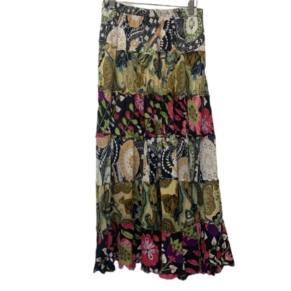 Vintage Tiara Peasant Cottage Core Floral Paisley Cotton Colorful Maxi Skirt - Picture 4 of 15